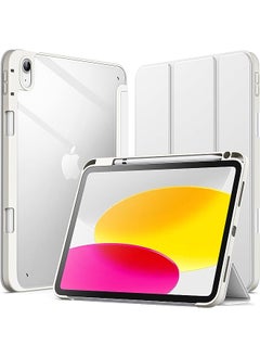 Jetech Case for iPad 10 (10.9-Inch, 2022 Model, 10th Generation) with Pencil Holder, Clear Transparent Back Shell Slim Stand Shockproof Tablet Cover, Auto Wake/Sleep (White)  - Image 1