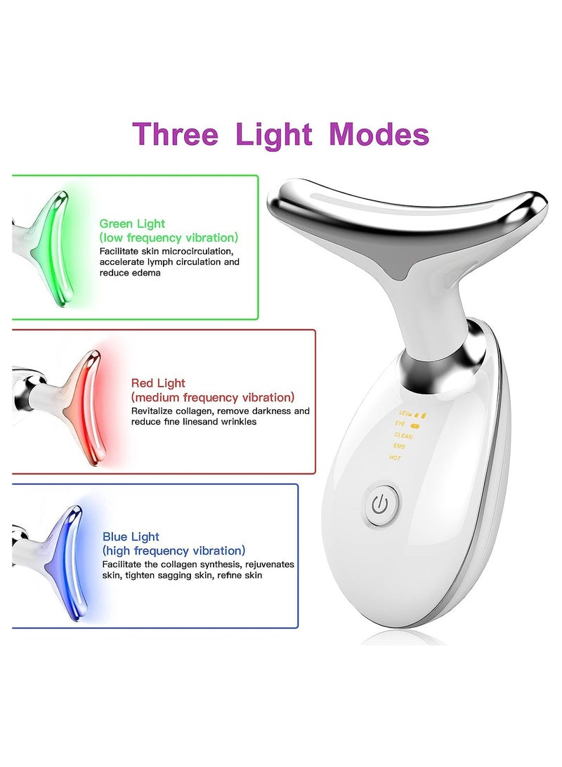 جهاز تدليك وجه ورقبة 7 في 1 بإضاءة ليد ورفع بتقنية تحفيز كهربائي للعضلات، علاج اهتزازي وشد للبشرة ومكافحة للتجاعيد وتقليل الذقن المزدوج، علاج بضوء نبضي مكثف وتدليك دافئ، جهاز تجميل قابل لإعادة الشحن - Image 2