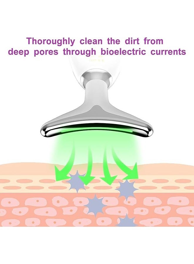 جهاز تدليك وجه ورقبة 7 في 1 بإضاءة ليد ورفع بتقنية تحفيز كهربائي للعضلات، علاج اهتزازي وشد للبشرة ومكافحة للتجاعيد وتقليل الذقن المزدوج، علاج بضوء نبضي مكثف وتدليك دافئ، جهاز تجميل قابل لإعادة الشحن - Image 3