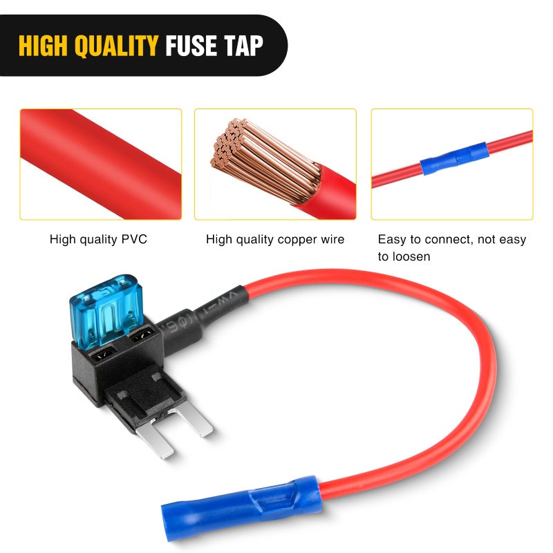 Nilight Fuse Holder Add-a-circuit Fuse TAP Adapter Mini ATM APM Blade Fuse Holder-10 Pack , 2 years Warranty - Image 3