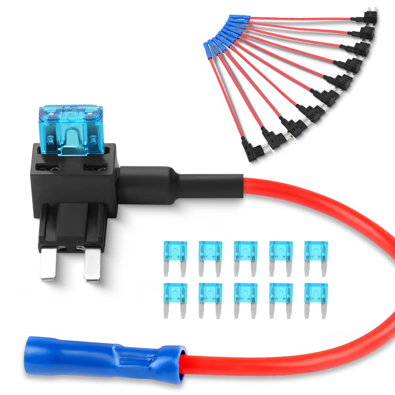 Nilight Fuse Holder Add-a-circuit Fuse TAP Adapter Mini ATM APM Blade Fuse Holder-10 Pack , 2 years Warranty - Image 1
