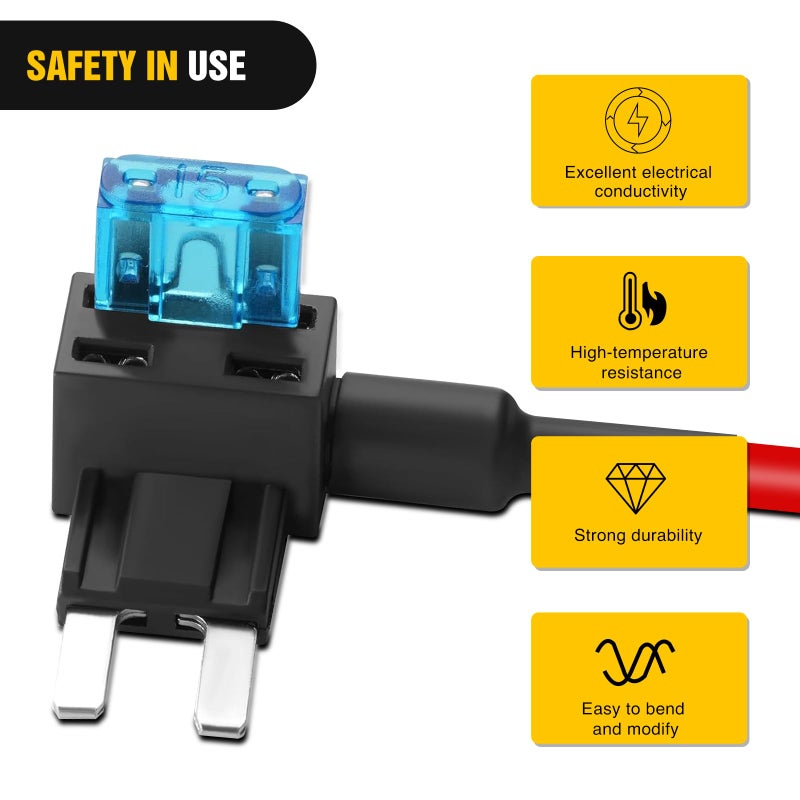 Nilight Fuse Holder Add-a-circuit Fuse TAP Adapter Mini ATM APM Blade Fuse Holder-10 Pack , 2 years Warranty - Image 4