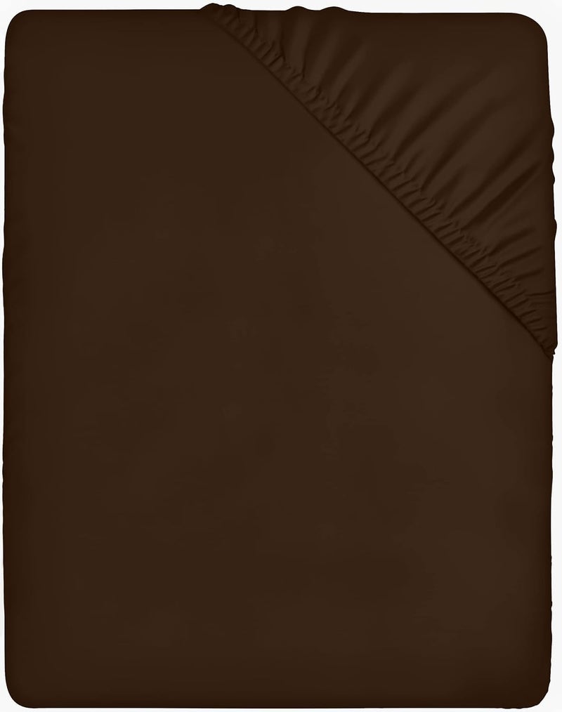 Utopia Bedding Fitted Sheet Super King Brown  Deep Pocket 14 inch 35 cm  Easy Care  Soft Brushed Microfibre Fabric  Shrinkage and Fade Resistant  Bottom Sheet