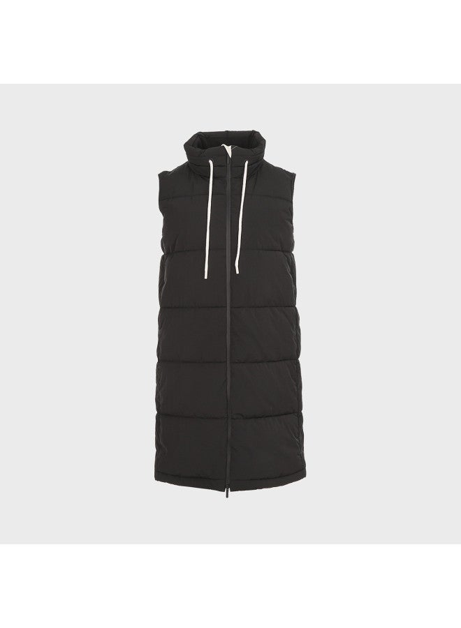 Zara women's Solid Color Stand Collar Soft Comfortable Versatile Long Cotton Vest - Image 2