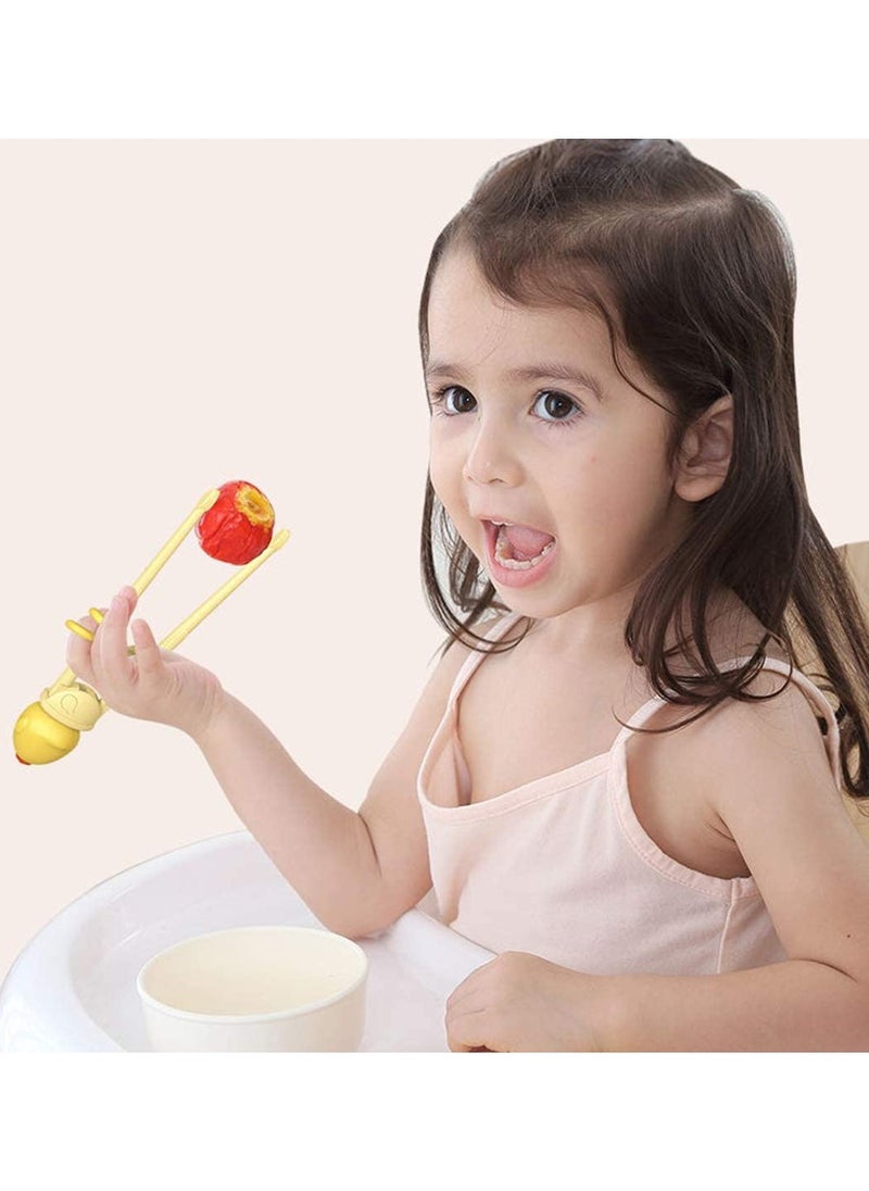 SYOSI - Baby Training Chopsticks Set Chopstick Spoon Fork and Case Reusable Learning with Attachable Helper for Kids Beginners Right Handed Only - Image 1