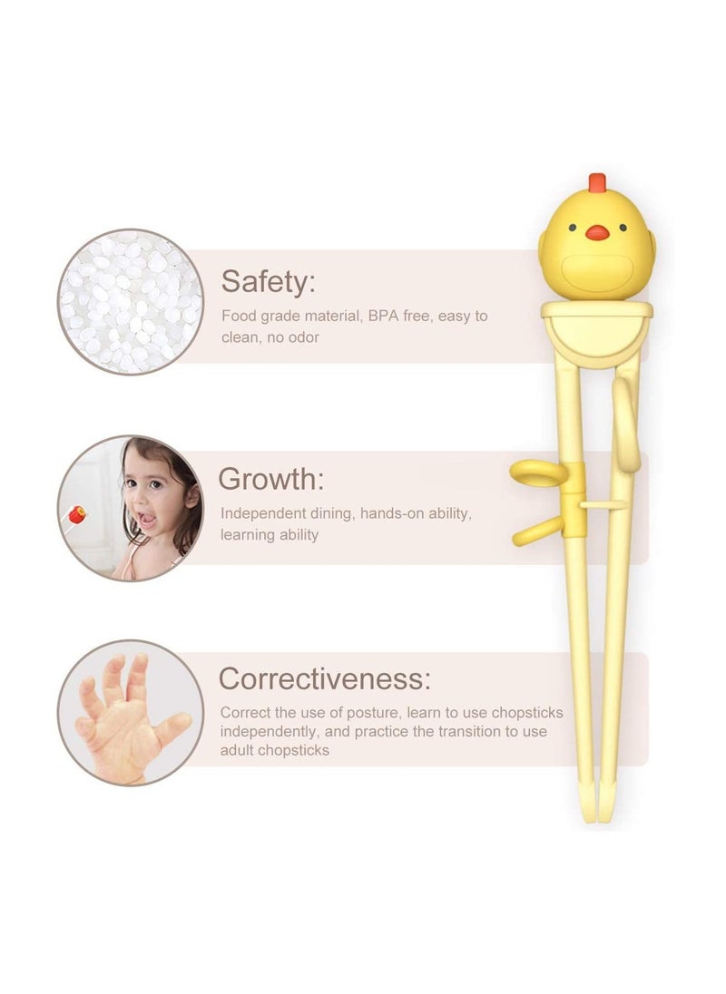 SYOSI - Baby Training Chopsticks Set Chopstick Spoon Fork and Case Reusable Learning with Attachable Helper for Kids Beginners Right Handed Only - Image 1