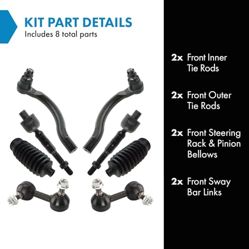TRQ Front Steering & Suspension Kit Steering Rack & Pinion Bellow Sway Bar Stabilizer Link Tie Rod Compatible with 2006-2011 Honda Civic - Image 2