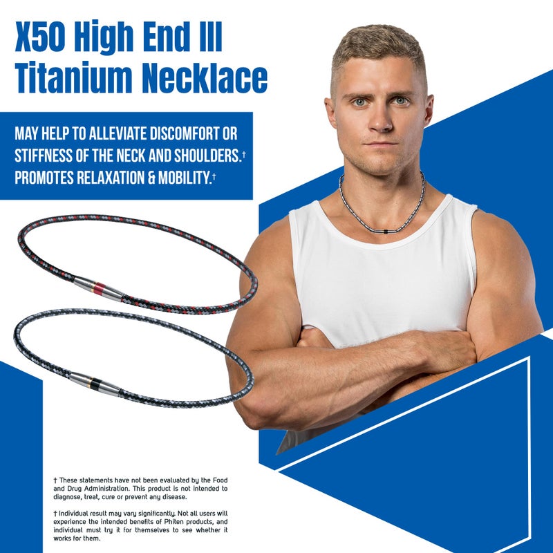 PHITEN X50 High End III Necklace, Black, 20" - Image 2