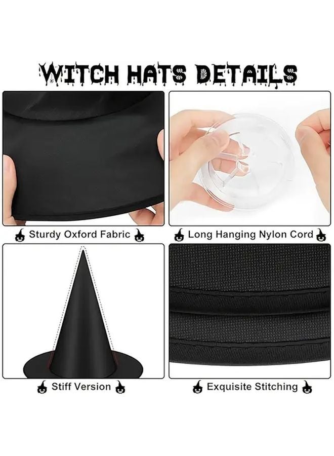Halloween Witch Hat Set With Spiders Bats Stickers And Ropes 34pcs Costume Accessories - Image 2