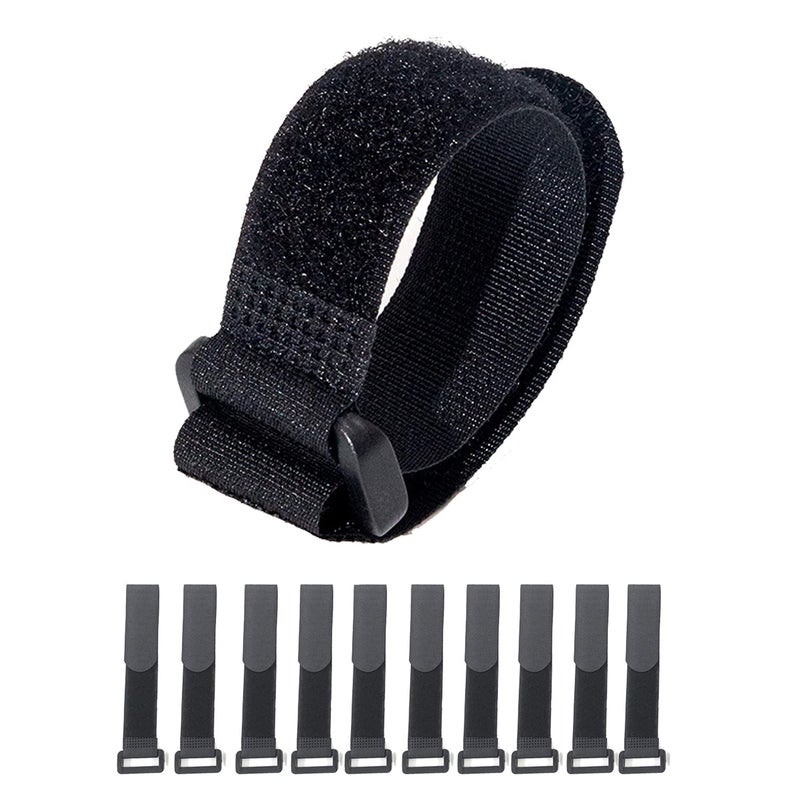 HUAPX Fastening Nylon Strap with Buckle,10Pack Reusable Self-Adhesive Hook and Loop Cable Securing Straps,Adjustable Cinch Straps for Cords Organized and Tidy(1" x 8") - Image 1