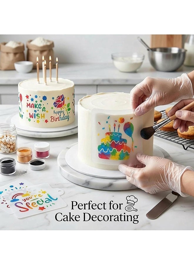 Wffo 16 PCS Happy Birthday Cake Stencil - 5.9 x 5.9 inches Cookie Templates Reusable Drawing Painting Stencil for Cakes, Card, Cookies, Baking, Party Templates Decor - Image 4