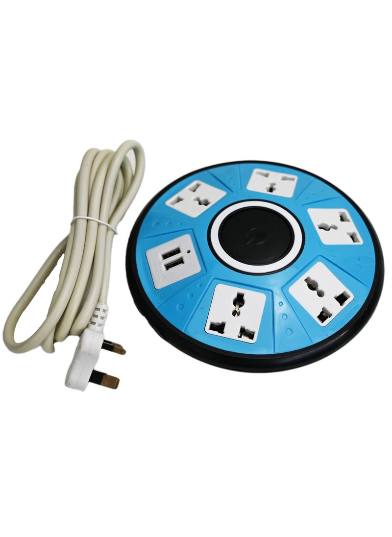 Generic 1.8M Power Strips Extension Cord 5 Outlets, Universal Plug Adapter with 2 USB Ports  - Image 1