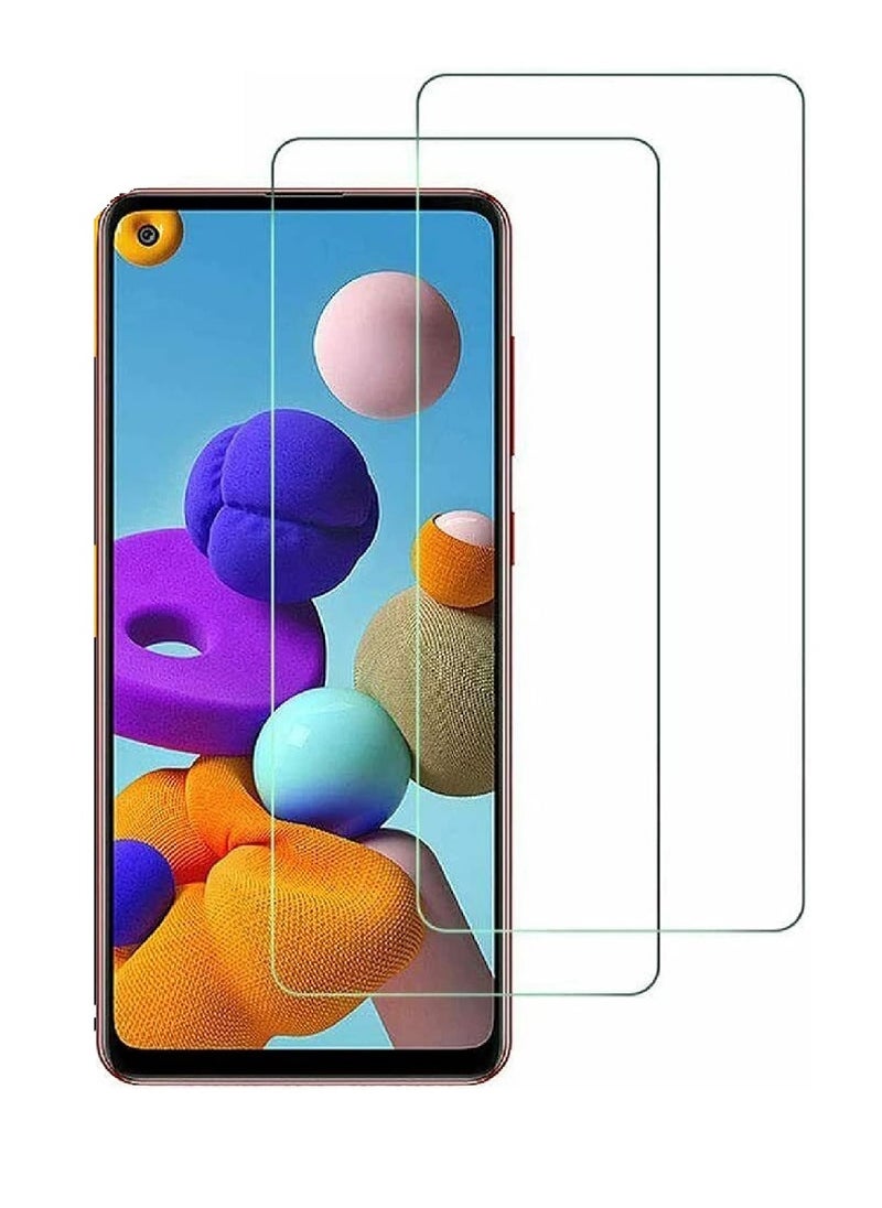 Super 2 Pieces Tempered Glass Screen Protector Clear Designed For Samsung Galaxy A21 Full Screen Coverage And Bubble Free - Image 1