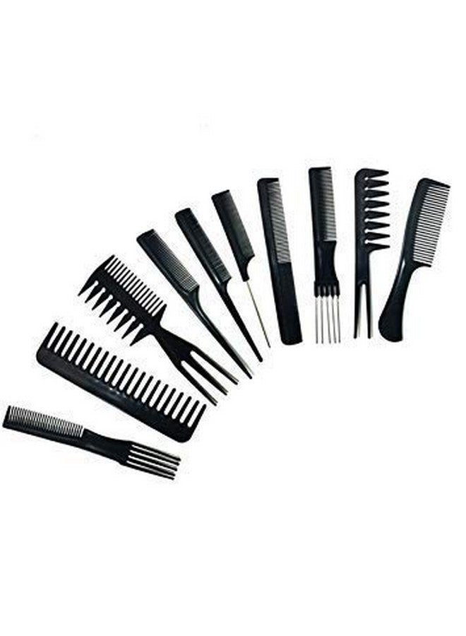 TENFIRE¬Æ New Professional Multipurpose 10 Pcs Hair Comb Set Hair brush for Hair Cutting and Styling (BLACK) - Image 2