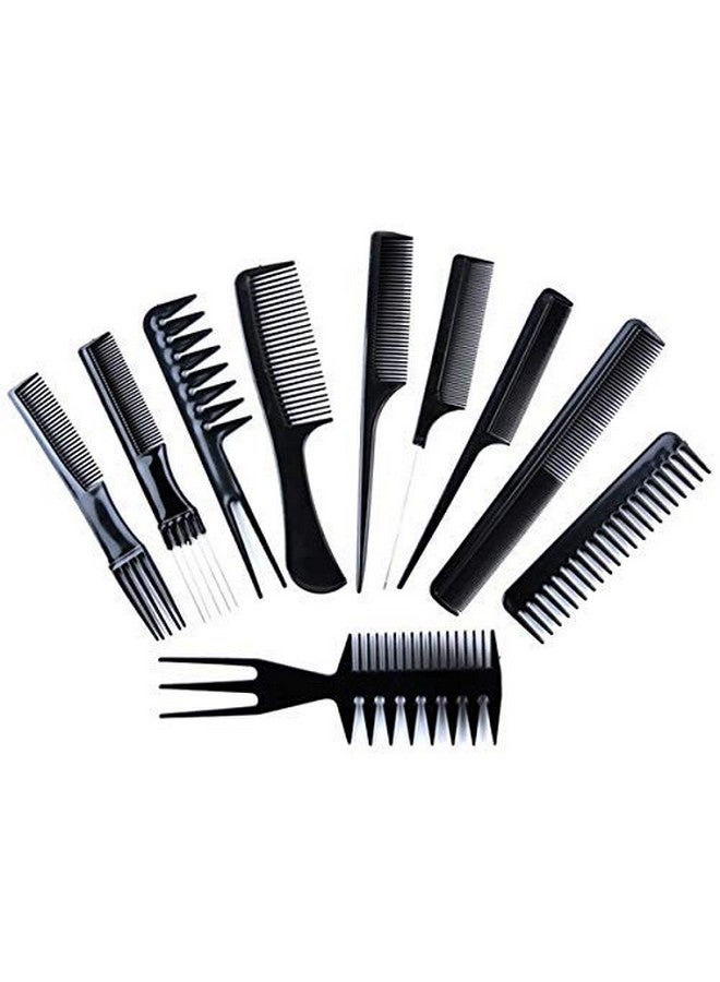 TENFIRE¬Æ New Professional Multipurpose 10 Pcs Hair Comb Set Hair brush for Hair Cutting and Styling (BLACK) - Image 1