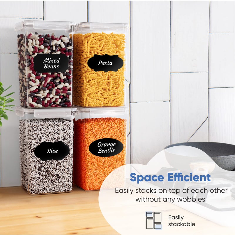 Chef's Path Extra Large Tall Food Storage Containers 7 qt/ 220oz/ 6.5L, For Flour, Sugar, Rice - Airtight Kitchen & Pantry Bulk Food Storage - 4 PC Set - Measuring Scoops, Pen & Labels - Image 5