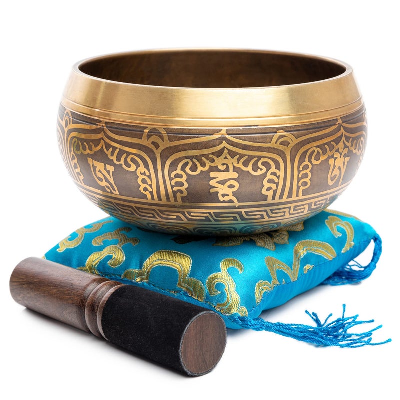HIMALAYAN BAZAAR Tibetan Singing Bowl Set - Easy To Play Authentic Handcrafted For Meditation Sound Chakra Yoga Healing 4 Inches By Himalayan Bazaar (Gold & Turquoise) - Image 2