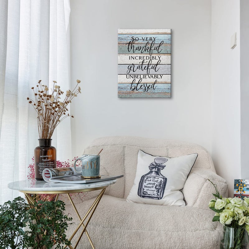 PHAMTE So Very Thankful Incredibly Grateful Unbelievably Blessed Inspirational Quotes Wall Art,Home Thankful Print Framed Canvas Painting Artwork Home Bathroom Kitchen Room Office Decorï¼ˆ11x14 Inchï¼‰ - Image 3