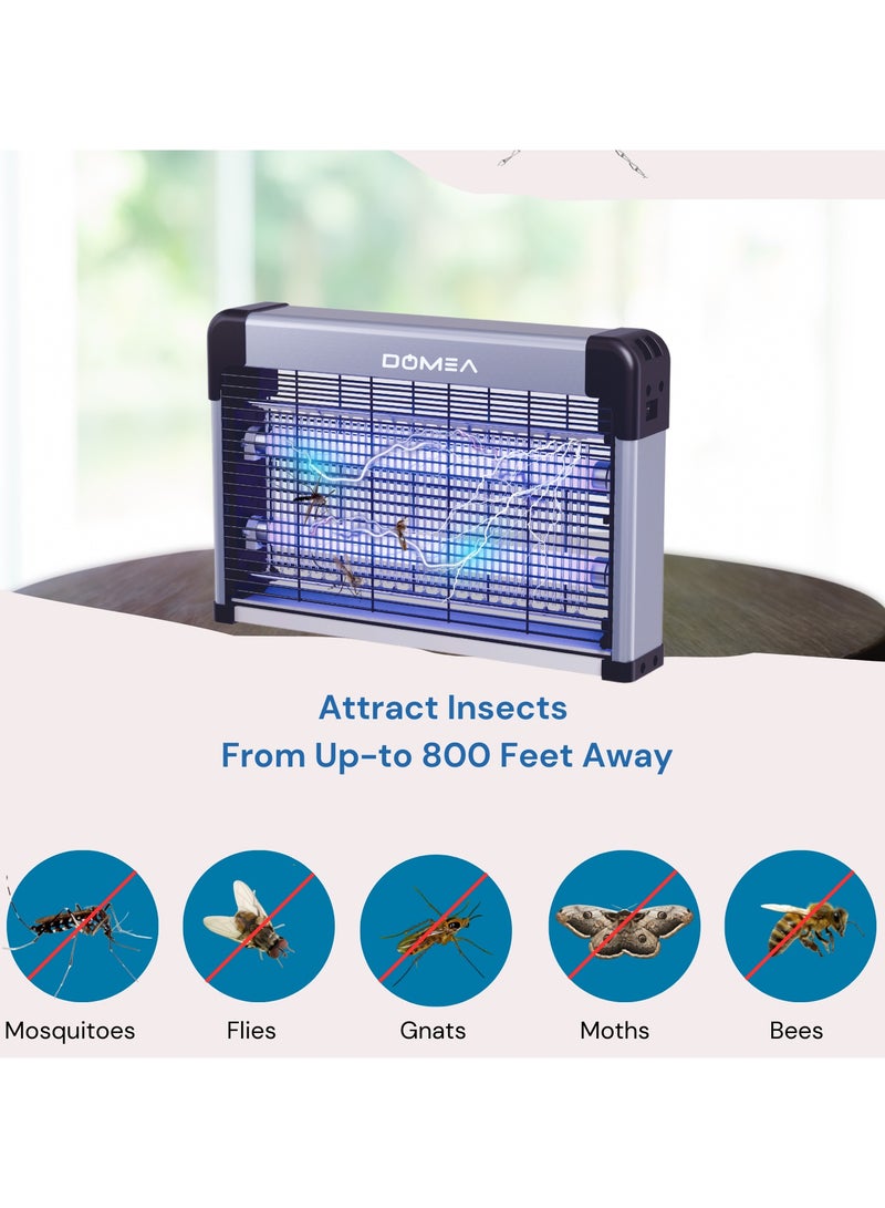 DOMEA Electric Insect Killer, 2 x 10W UV Lamp Bug Zapper with Insulated Aluminium Panel, Hanging Chain & Removable Insect Collecting Tray, Fly/Pest Trap for Home, Kitchen, Restaurant, Office - Image 1