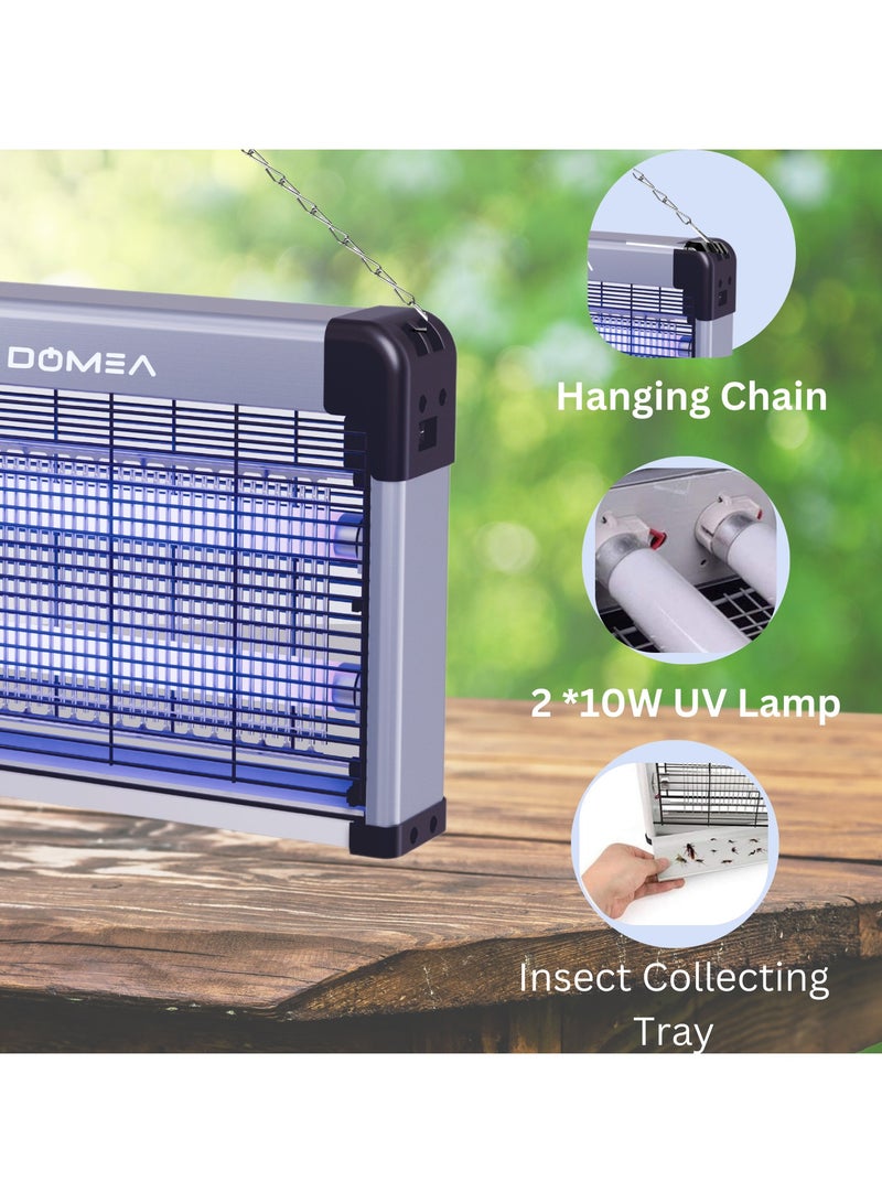 DOMEA Electric Insect Killer, 2 x 10W UV Lamp Bug Zapper with Insulated Aluminium Panel, Hanging Chain & Removable Insect Collecting Tray, Fly/Pest Trap for Home, Kitchen, Restaurant, Office - Image 5