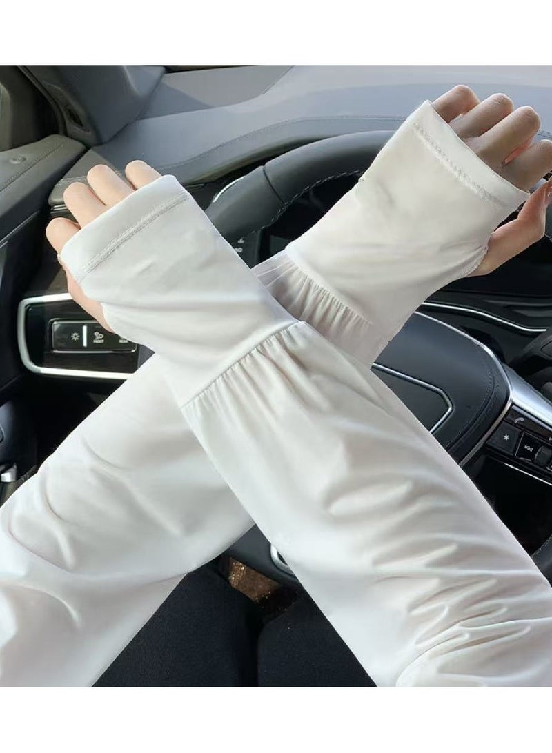 Goolsky Women Ice Silk Sun Sleeves Summer Thin Loose UV Protection Fashion Arm Covers Driving Cycling Gloves  - Image 1
