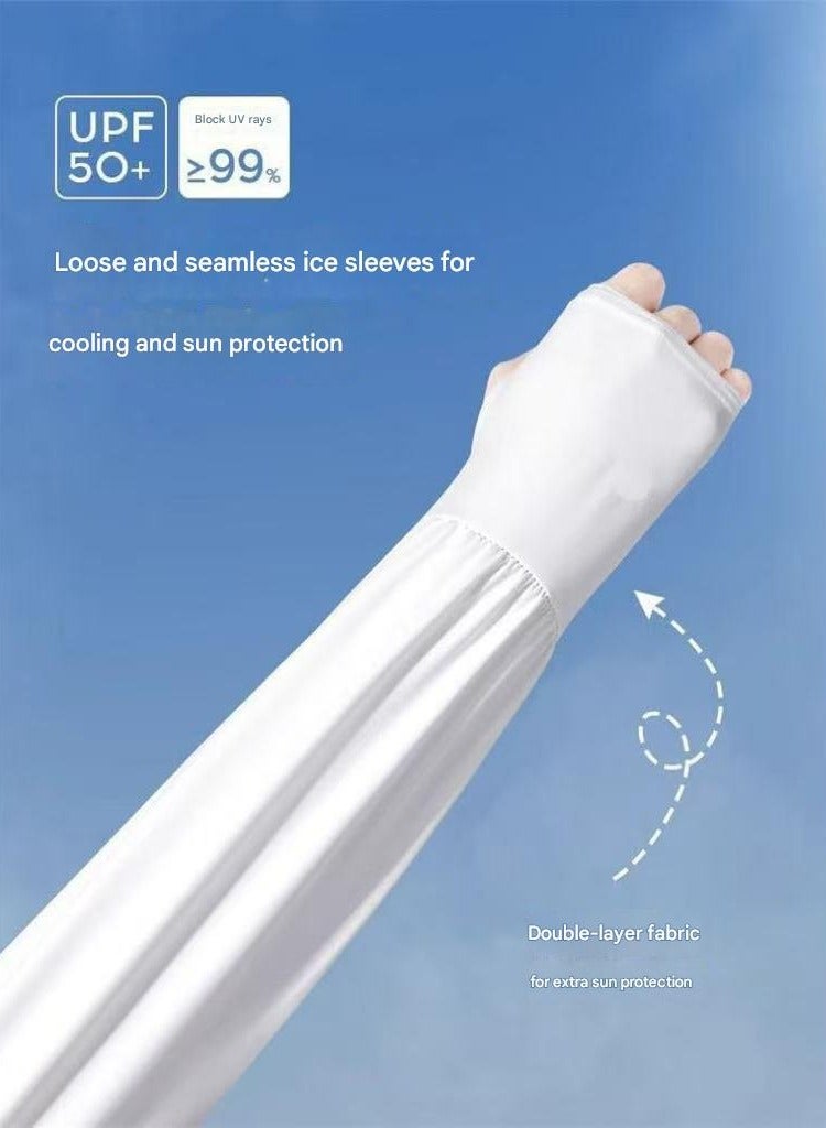 Goolsky Women Ice Silk Sun Sleeves Summer Thin Loose UV Protection Fashion Arm Covers Driving Cycling Gloves  - Image 2