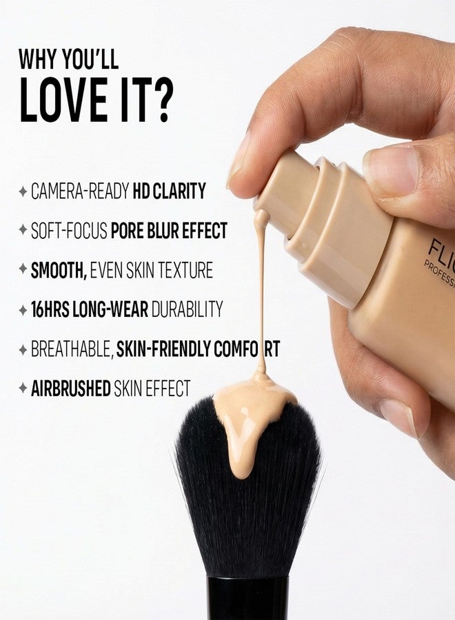 FLiCKA Professional HD Liquid Foundation With SPF Long Lasting High Coverage Waterproof - Fair 103 - Image 5
