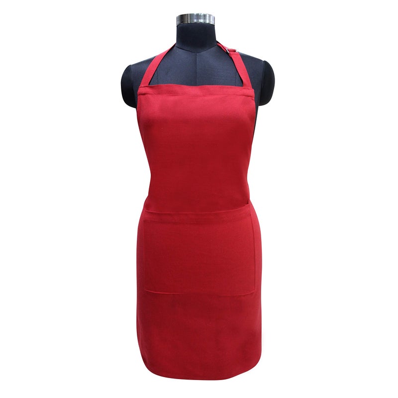 AIRWILL Cotton Plain Colored Solid Pattern Free Size Apron with Center Pocket, Adjustable Buckle on Top and Long Straps (Red, Pack of 1) - Image 5