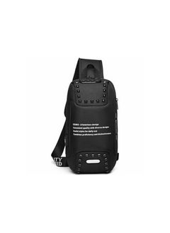 OZUKO 9283 Men Sling Backpack Nylon Water Resistant Shoulder Chest Crossbody Sling Bag with USB Charging Port - Black  - Image 1