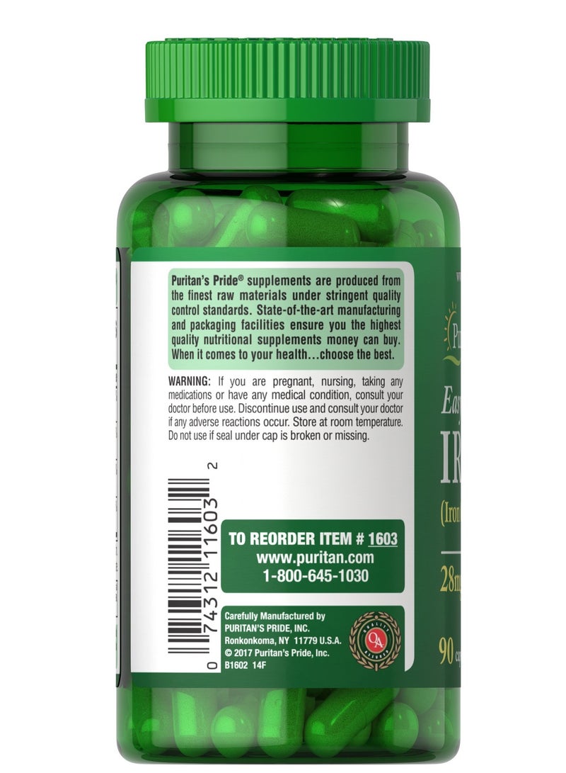 Puritan's Pride Easy Iron 28 mg 90 Capsules - Image 3