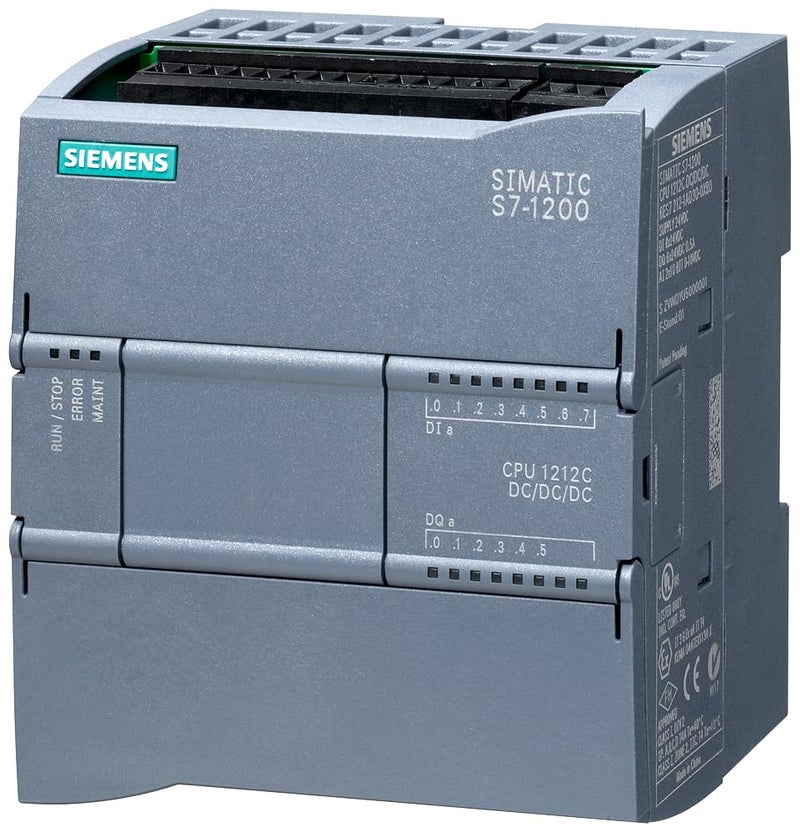 Siemens 6ES7 212-1AE40-0XB0 SIMATIC S7-1200, CPU 1212C, COMPACT CPU, DC/DC/DC, ONBOARD I/O: 8 DI 24V DC; 6 DO 24 V DC; 2 AI 0-10V DC, POWER SUPPLY: DC 20.4-28.8 V DC, PROGRAM/DATA MEMORY: 75 KB - Image 1