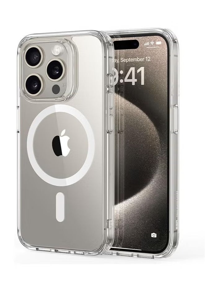 جراب مغناطيسي شفاف لهاتف iPhone 16 Pro | مقاوم للاصفرار والخدش | مقاوم للصدمات مع زوايا حماية هوائية | جراب قوي متوافق مع MagSafe - Image 1