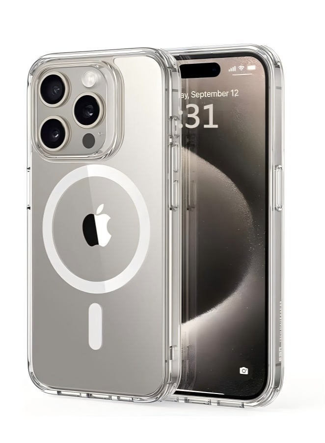 جراب مغناطيسي شفاف لهاتف iPhone 16 Pro | مقاوم للاصفرار والخدش | مقاوم للصدمات مع زوايا حماية هوائية | جراب قوي متوافق مع MagSafe - Image 1
