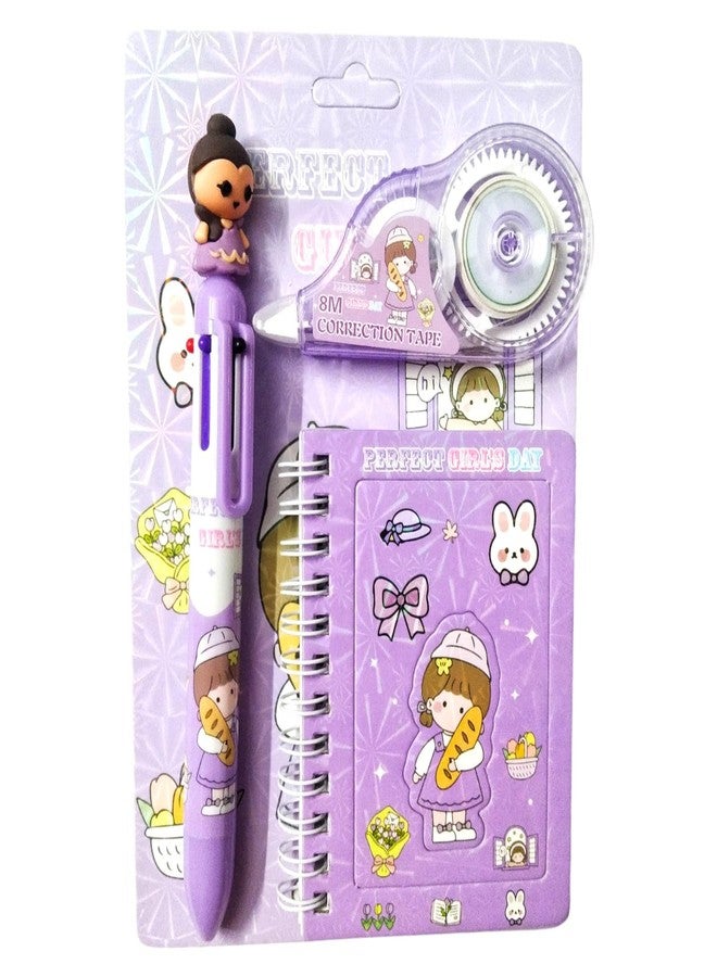 CREATIVE PENCIL Stationery Set for Kids, Girls, Boys - School Art Kit Pencil, Pouch, Eraser, Sharpener Colors Birthday Return Gifts (purple) - Image 1