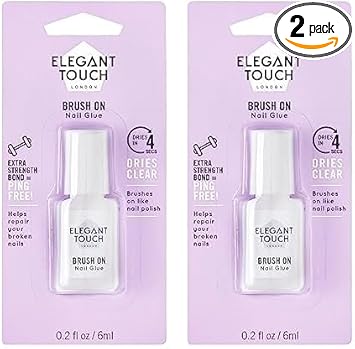 Elegant Touch Brush On Nail Glue Clear 6ml Packaging may vary Pack of 2 - Image 1