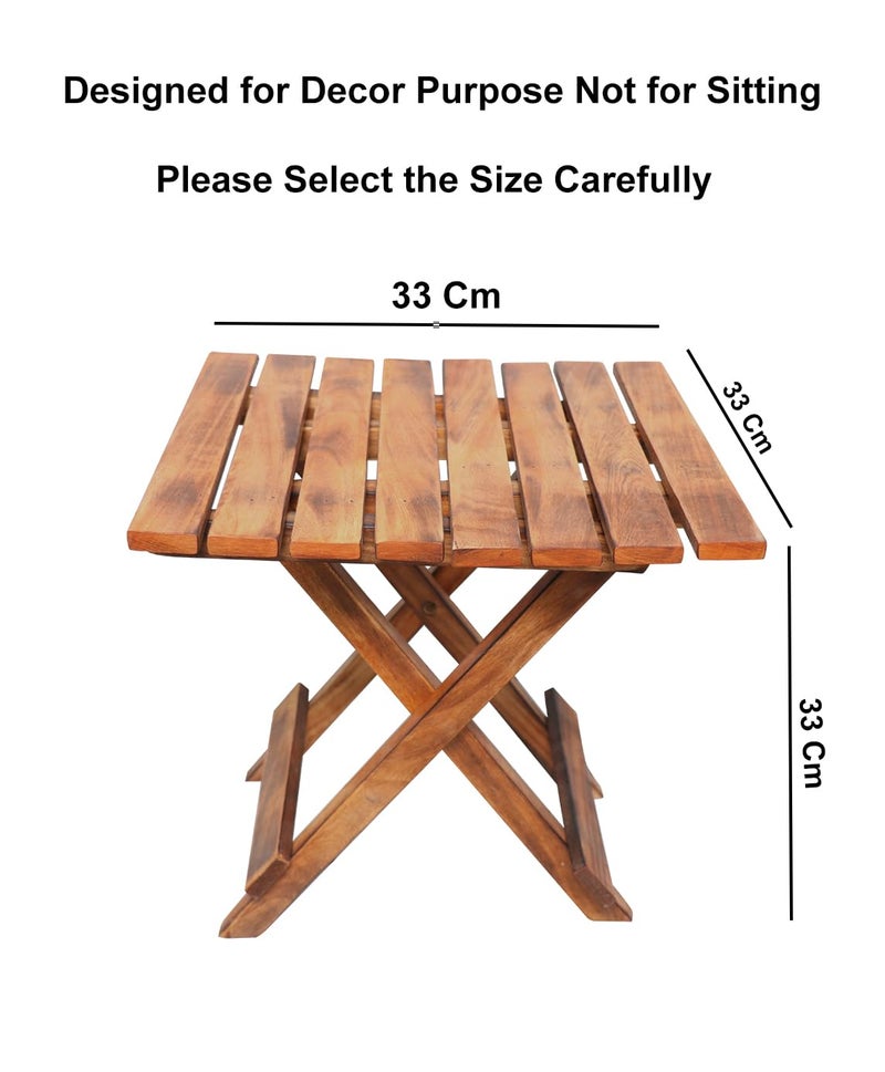 VDIX Handmade Wooden Outdoor Adirondack Natural Brown Foldable Coffee Table, End Table for Poolside Garden, Living Room, Bedroom, Small Spaces (Square, 13 Inch) - Image 3