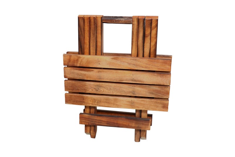 VDIX Handmade Wooden Outdoor Adirondack Natural Brown Foldable Coffee Table, End Table for Poolside Garden, Living Room, Bedroom, Small Spaces (Square, 13 Inch) - Image 5