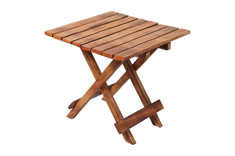 VDIX Handmade Wooden Outdoor Adirondack Natural Brown Foldable Coffee Table, End Table for Poolside Garden, Living Room, Bedroom, Small Spaces (Square, 13 Inch) - Image 2