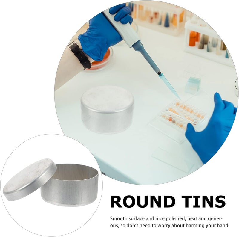klarako 3pcs Laboratory Aluminum Box Gift Storage Container Gift Containers Metal Tea Container Empty Aluminum Metal Empty Tin Cans Spice Container Aluminum Round Tin Scales Accessories - Image 3