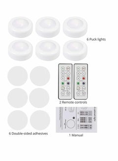 Y&D Under Cabinet Lights, Cupboard Lights RGB Night Light Puck Lighting 4000K Dimmable Battery Powered Atmosphere with Remote Control for Kitchen Closet, 6 Pack  - Image 3