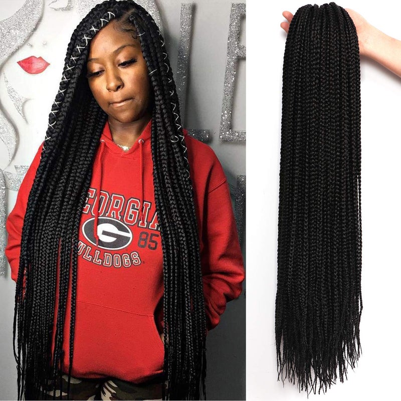 XCHSLB 7 Packs Goddess Box Braids Crochet Hair 26 Inch Prelooped Crochet Box Braids Crochet Hair for Black Women Braiding Hair 26 Inch 7 Packs 1B