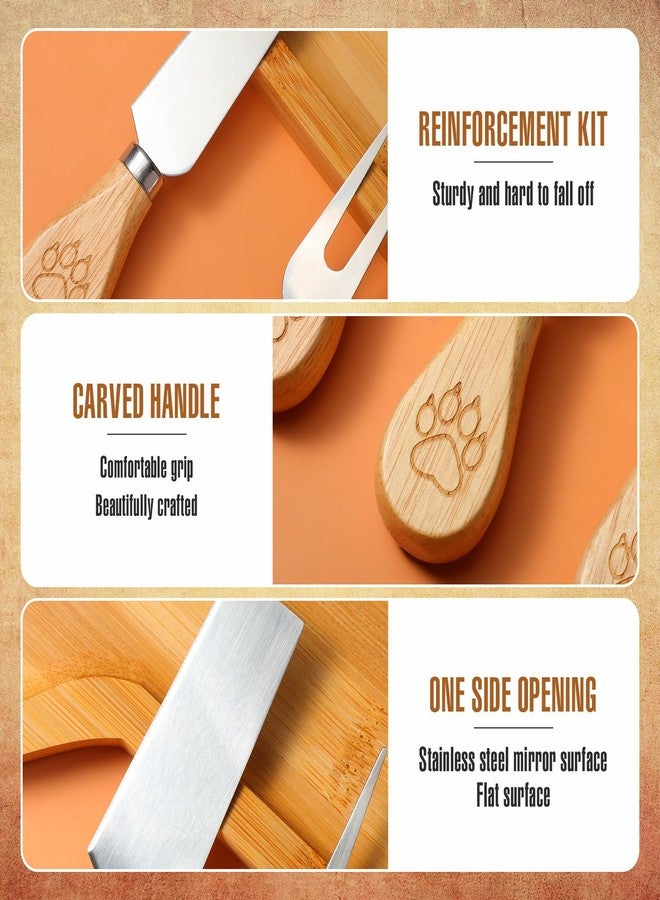 Layhit 6 Pcs French Bulldog Board Gifts Set for Women 2 Frenchie Cheese Charcuterie Boards with 4 Matching Spreaders 12" Bamboo Serving Tray Aperitif Platter Women Gifts for Housewarming Party - Image 4