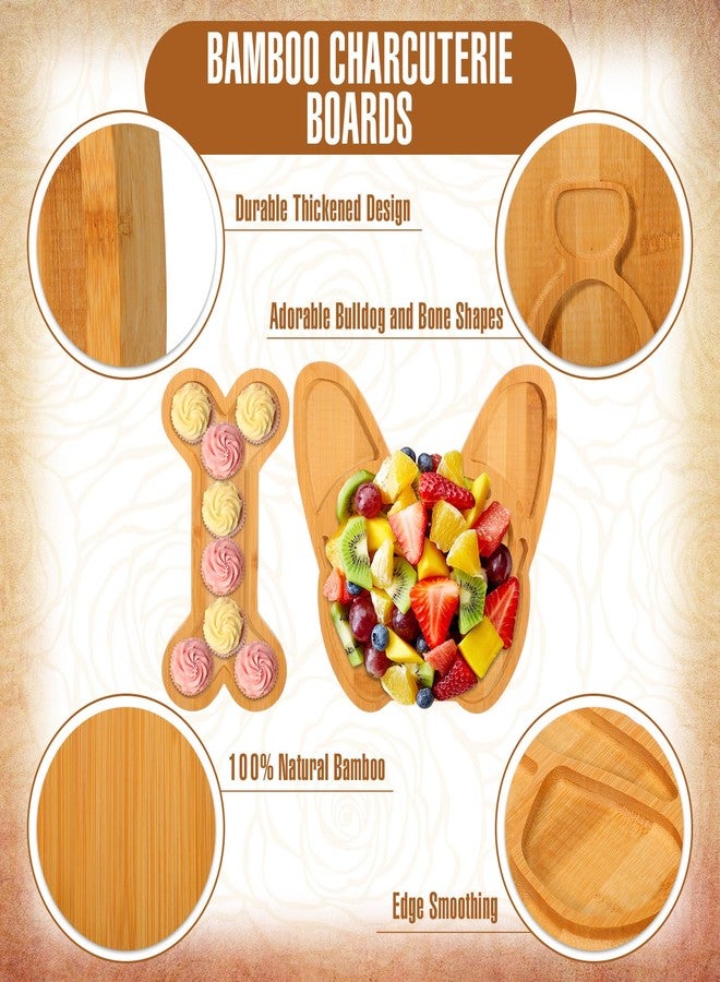 Layhit 6 Pcs French Bulldog Board Gifts Set for Women 2 Frenchie Cheese Charcuterie Boards with 4 Matching Spreaders 12" Bamboo Serving Tray Aperitif Platter Women Gifts for Housewarming Party - Image 3