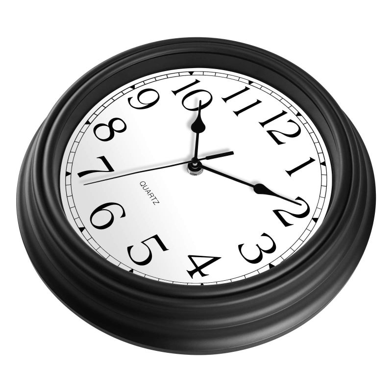 Foxtop Silent Non-Ticking Round Classic Clock Retro Quartz Decorative Battery Operated Wall Clock for Living Room Kitchen Home Office (12 Inch, Black) - Image 4