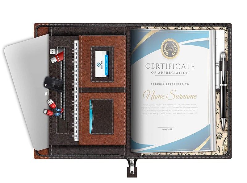 FEDUS 40 Leafs Multipurpose Leatherette Professional File Folders for Certificates,Documents Holder, Document Bag,Portfolio, Executive File A4 Size Documents Holder with for Men and Women (40 Leaf) - Image 1