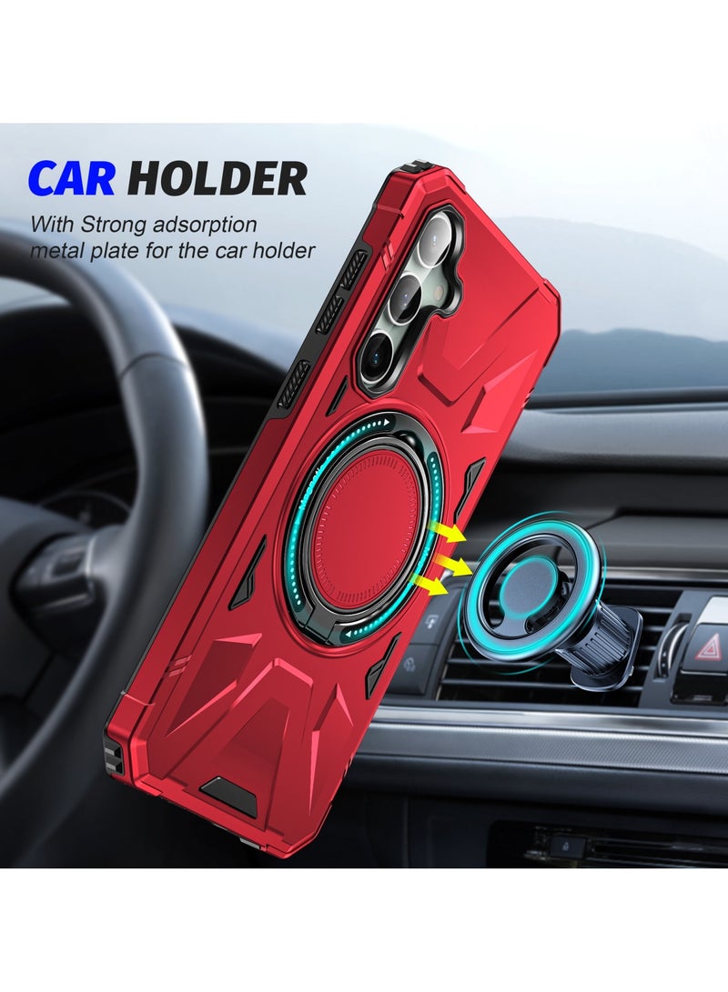 GOLDEN MASK GOLDEN MASK For Samsung Galaxy A14/A14 5G Case Mag-Safe Magnetic Shockproof Phone Case with Ring Holder (Red) - Image 2