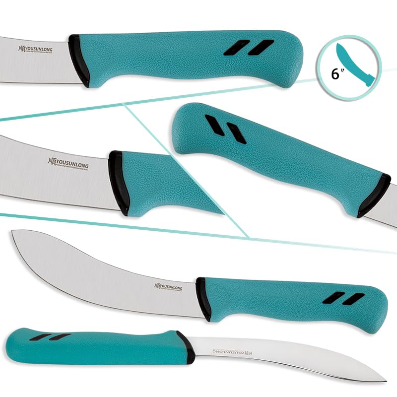 YOUSUNLONG Skinning Knife Professional Beef Skinning Knife 6 Inch - Premium High Carbon Molybdenum Steel Blade - Santoprene Handle - Image 3