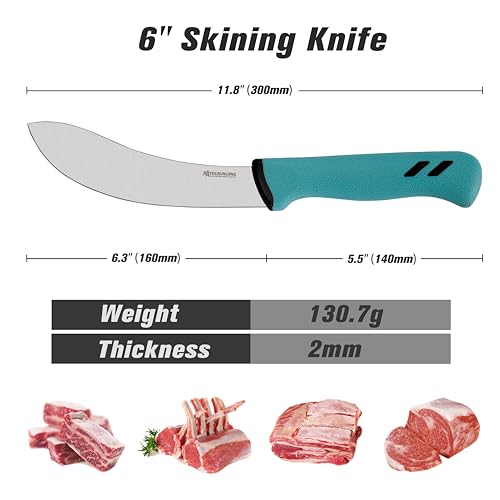 YOUSUNLONG Skinning Knife Professional Beef Skinning Knife 6 Inch - Premium High Carbon Molybdenum Steel Blade - Santoprene Handle - Image 2