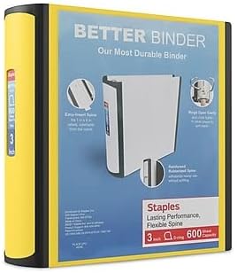 Staples 3inch 3Ring Better Binder Yellow 2Pack ST55895CCVS - Image 1