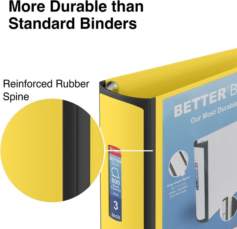 Staples 3inch 3Ring Better Binder Yellow 2Pack ST55895CCVS - Image 5